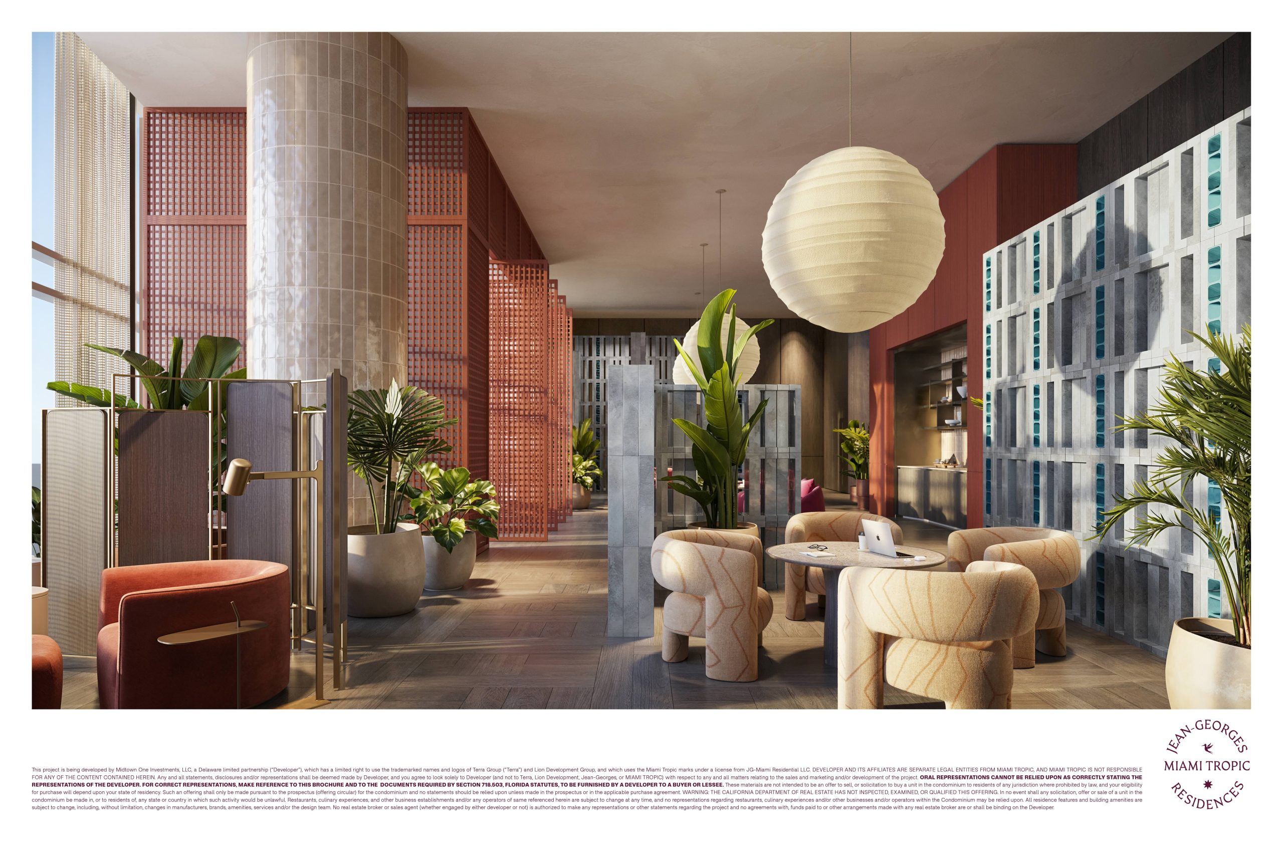Sala de coworking y conferencias en el Nivel 5 de Miami Tropic Residences