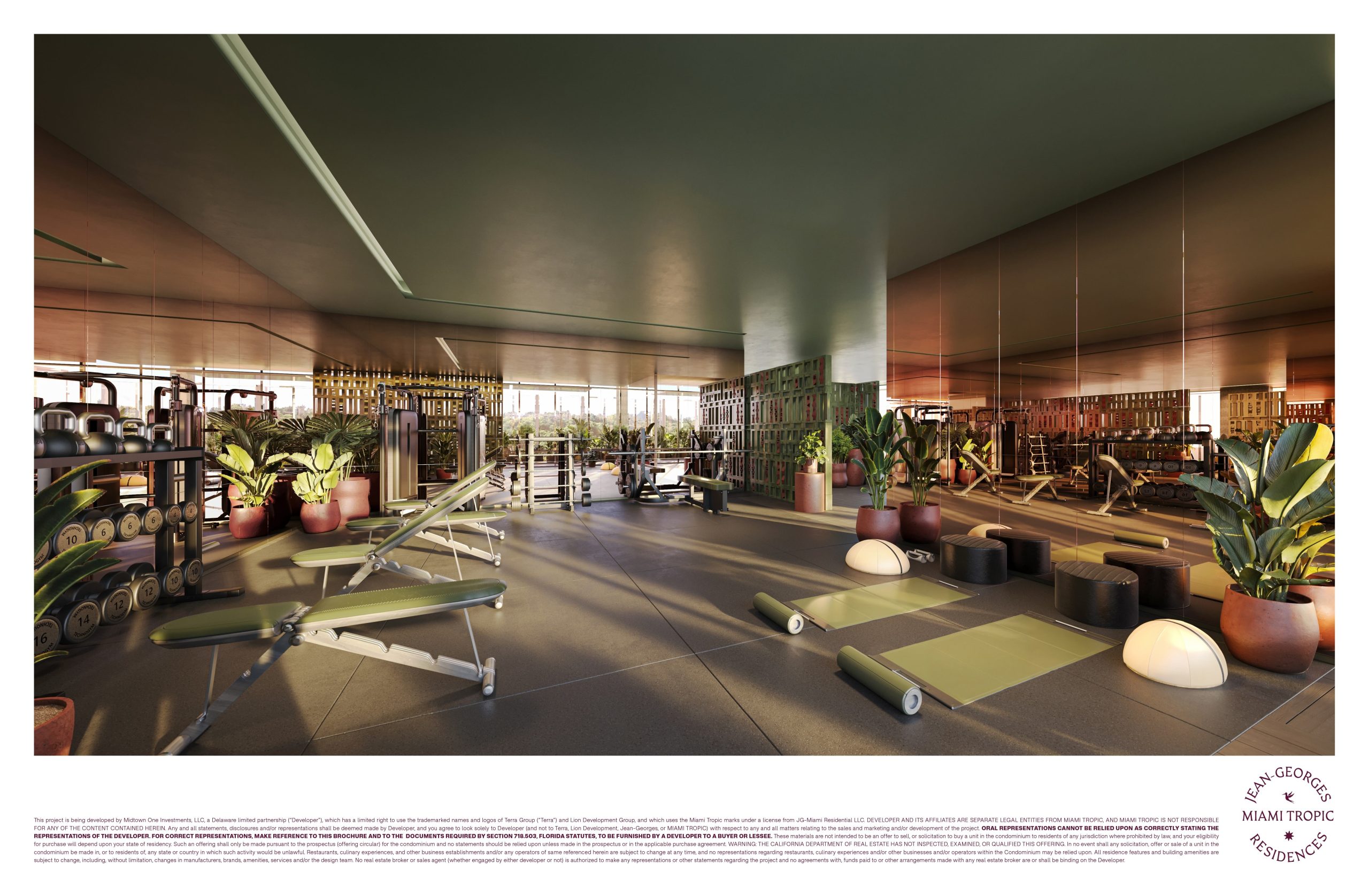 Estudio de fitness en el Nivel 7 de Miami Tropic Residences