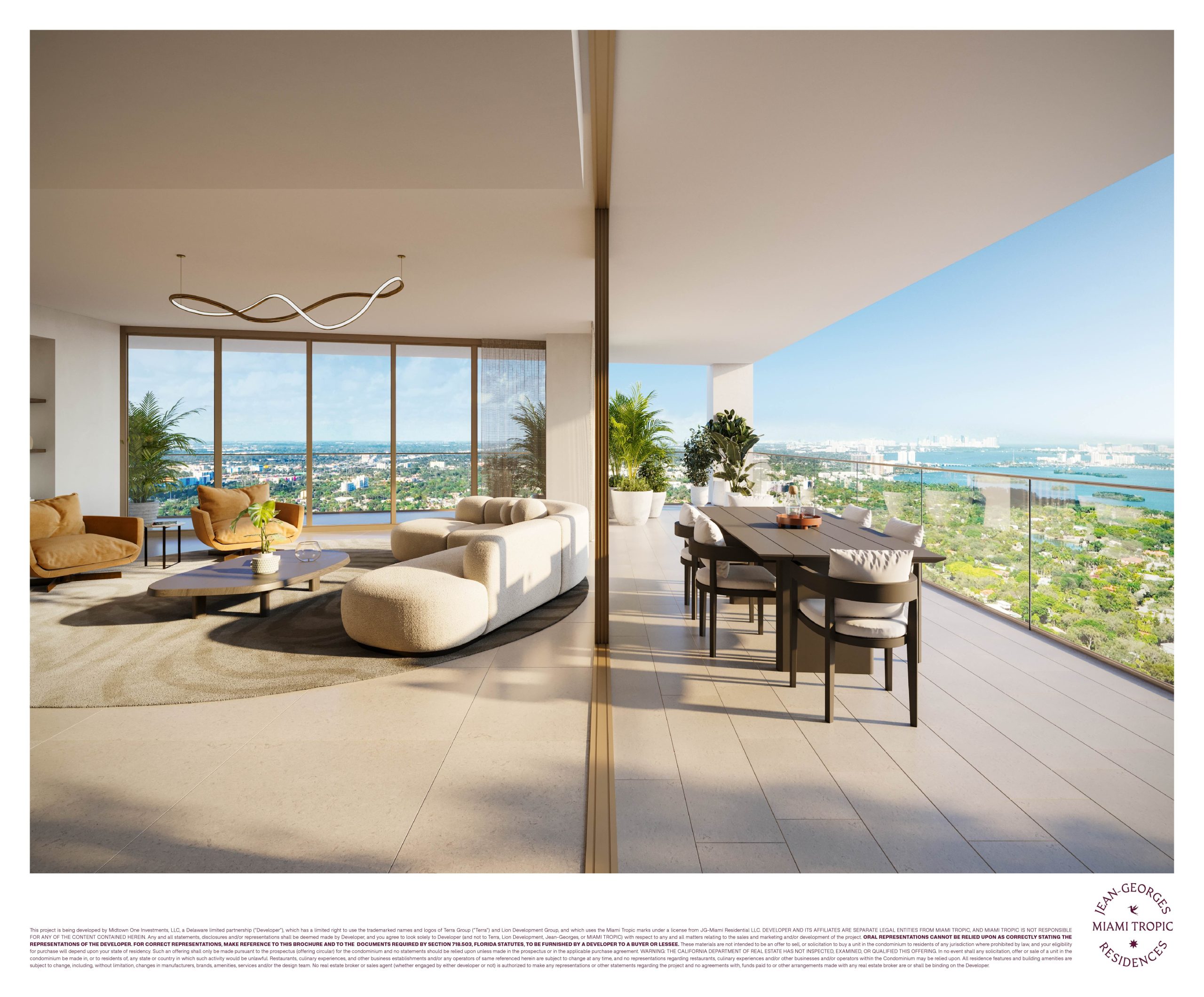 Sala con acceso a terraza, Residencia 01, Miami Tropic Residences